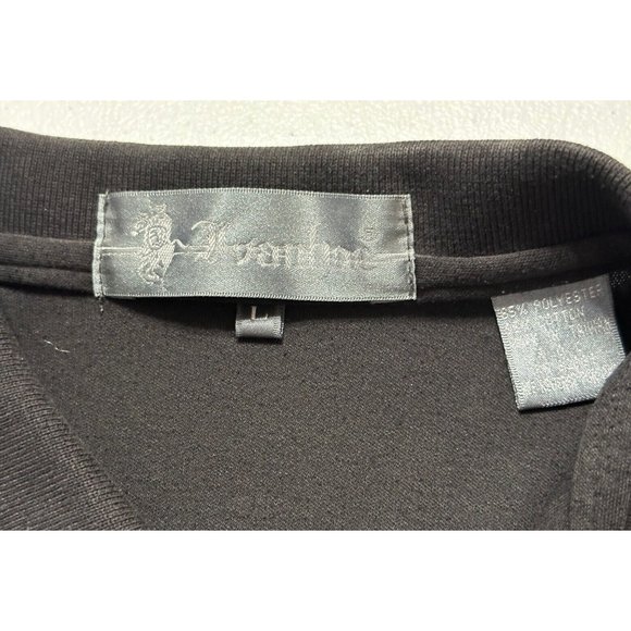 Ivanhoe Vintage Short‎ Sleeve Polo Shirt Solid Black Embroidered Red Logo L - Picture 3 of 5